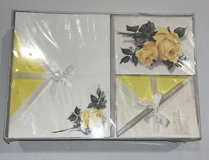 Vintage 1991 Whitings Yellow Roses Ensemble Nr. W49800 Schreibpapier unbenutzter Stift/Box - Bild 1 von 2