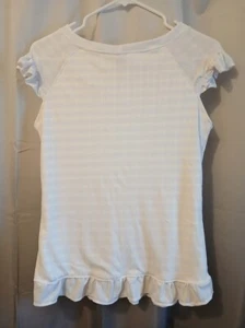 Nwt Ruffled Knit T-shirt Top Blouse women S White lavender Boat neck Raglan slv - Picture 1 of 8