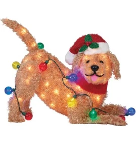 Holiday Living Lighted Doodle Dog Decoration Christmas Goldendoodle in/outdoor - Picture 1 of 1