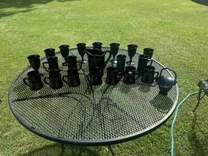 a Tiara Exclusive Black Diamond Point Glass Vintage Set 21 pc - Picture 1 of 10
