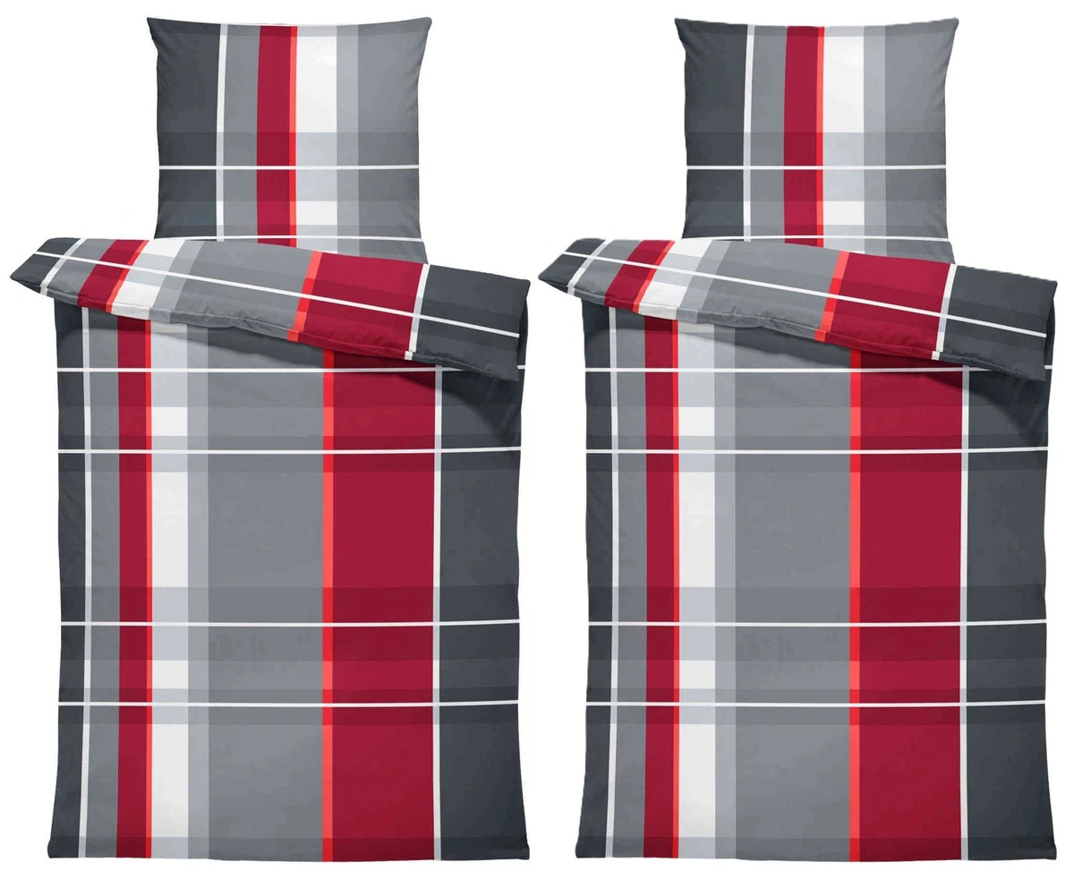 Style Heim Biber Bettwäsche 2-teilig – 155x220 Cm & 80x80 Cm, 100% Baumwolle, Kariert Braun-beige
