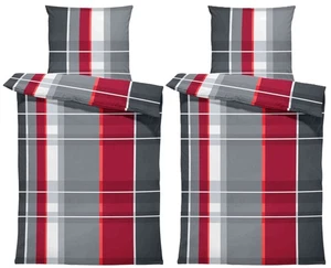 4 teilig Bettwäsche 135x200 cm kariert gestreift Biber Winter Flanell Baumwolle - Bild 1 von 6