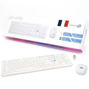 Wireless Mouse and Keyboard Kit French Layout White Set M&k Azerty - Picture 1 of 6