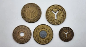 Collection of (5) New York City Subway Fare Tokens - Picture 1 of 11