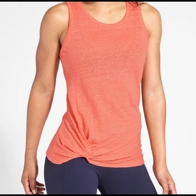 NWT Athleta Knot Zephyr Front Twist Coral Linen Tank Size XXS - Image 1 of 4