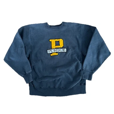 Moletom Vintage Purdue University Crable Sportswear Logotipo Bordado Grande - Imagem 1 de 4