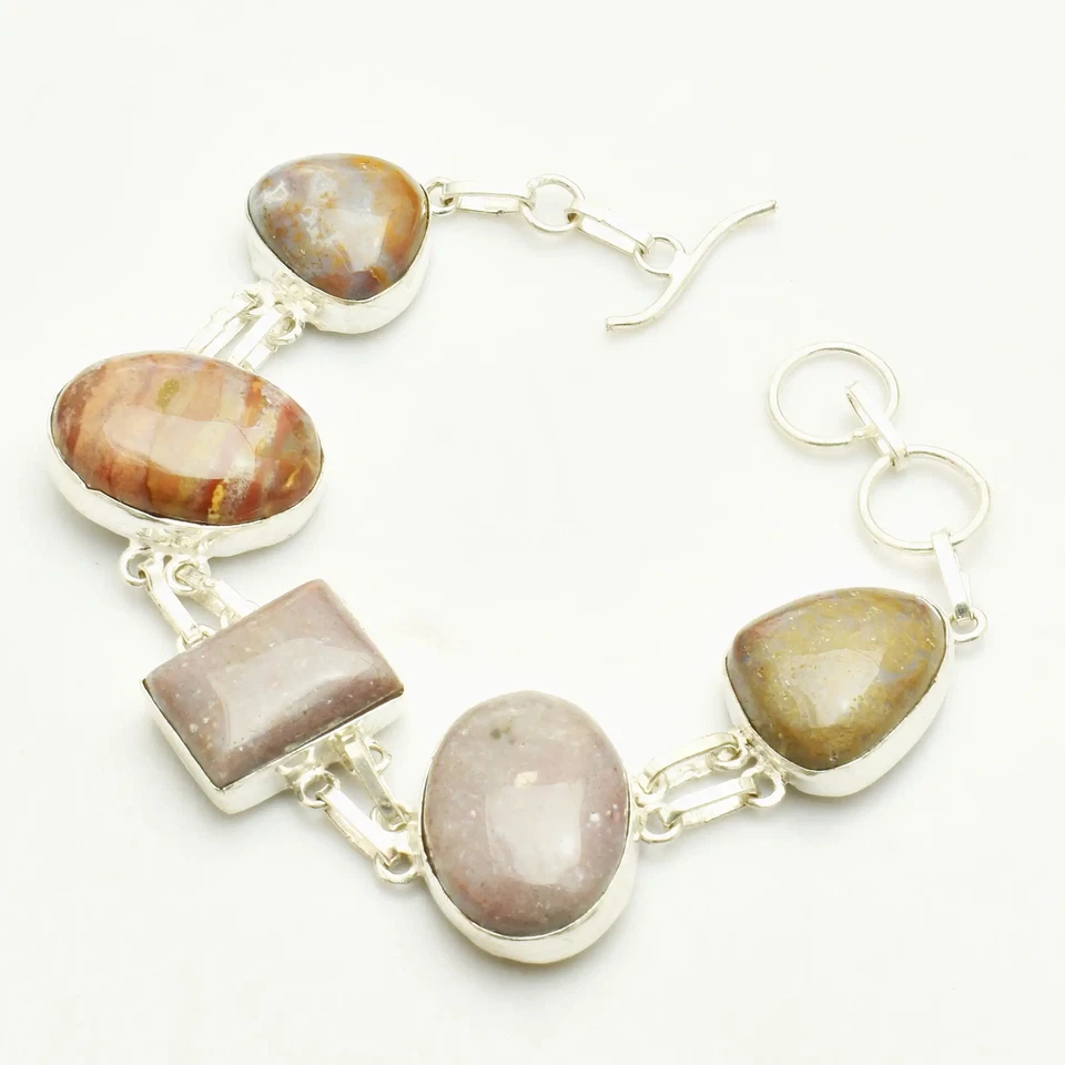 Pulsera hecha a mano de piedras preciosas de ágata musgo rojo 33 gms para Navidad AB 25641 Foto 1 de 1