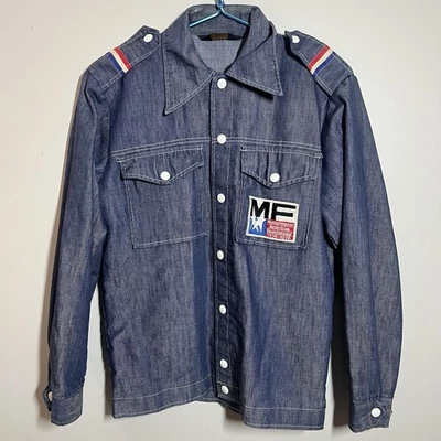 Chaqueta vaquera de colección años 70 Swingster S Massey Ferguson tractor parche rayas trabajo Foto 1 de 4