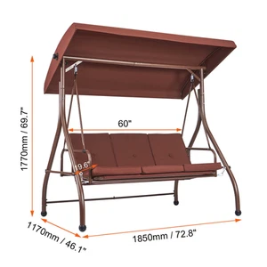 VEVOR 3-Seat Patio Swing Chair Converting Canopy Swing Outdoor Patio Porch with - Picture 1 of 16