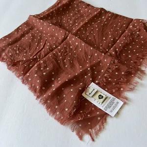 MADEWELL BAUMWOLL BANDANA 21,5" VERBLASSTER ZIEGELSTEIN MIT WEISSEN TUPFEN MIT FRANSEN NEU - Bild 1 von 8