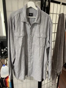 Ripcurl Men’s Long Sleeve Shirt Button Down Collar Grey Cotton XXL 2XL - Picture 1 of 3