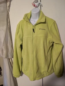 Youth Columbia Full Zip Fleece Jacket - Sz 18 / 20 Lime Green Color Zip Pockets - Picture 1 of 9