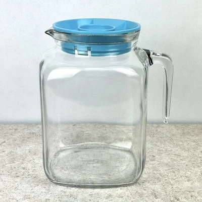 Bormioli Rocco Frigoverre 67.75 oz. Glass Pitcher with Teal Hermetic Lid - Image 1 of 4