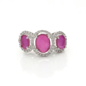 Three Stone Oval CZ Ring in Silver Finish ? Statement Women?s Jewelry all Color - Picture 1 of 63