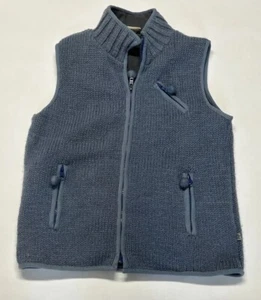 Pachamama Weste Damen M Pullover 100% Wolle klassisch blau Fleece gefüttert handgestrickt Reißverschluss - Bild 1 von 7