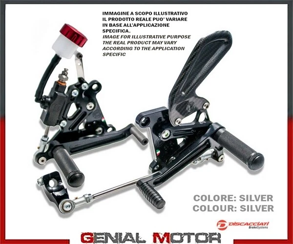 Mv Agusta F4 / Brutale < 2010 DISCACCIATI Racing reposapiés traseros ajustables plateados Foto 1 de 3
