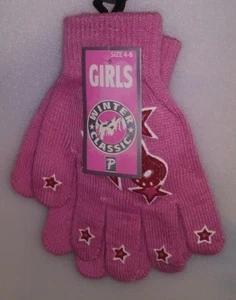 CLÁSICO DE INVIERNO 1 PAR DE GUANTES DE PUNTO NIÑAS 1 TALLA ROSA CON GUITARRA Y ESTRELLAS A-18 - Imagen 1 de 2