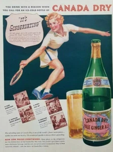 Vintage Druck Werbung Tennis Kunst Kanada trockener Ingwer Ale 1937 - Bild 1 von 3