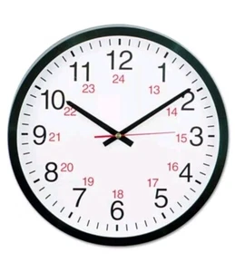 UNIVERSAL 24-Hour Round Wall Clock 12 1/2" Black UNV10441 - Picture 1 of 5