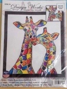 Giraffe Counted Cross Stitch Kit 10"X12" by S. Brown Design Works Colorful US - Picture 1 of 9