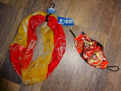 SF 49ers San Francisco lot 5  infinity scarf shawl wrap & face mask decal magnet - Image 1 of 4