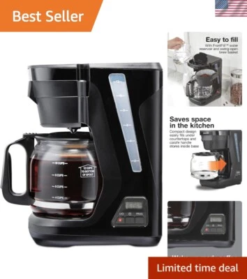 Space-Saving 12-Cup Drip Coffee Maker with Automatic Shut-Off - Black & Silver - Image 1 of 4