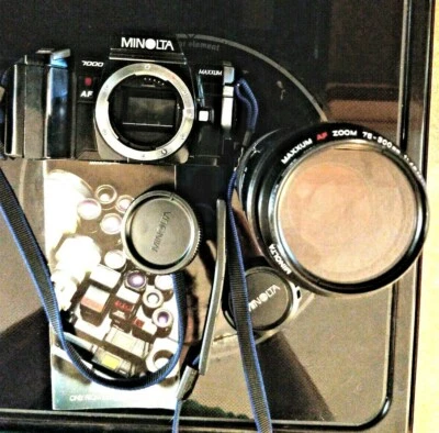 Minolta 7000 Maxxum AF W/Lens Minolta  70-210 F/4 Beer Can) lens works on Sony  - Image 1 of 4