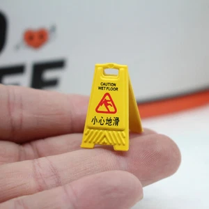 1/12 Dollhouse Caution Wet Floor Warning Sign Dollhouse Mini Traffic Scene Toys - Picture 1 of 4