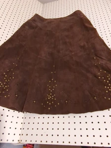 NWT Coldwater Creek Skirt Petite Large Suede Western Studded Cut Out - Picture 1 of 9
