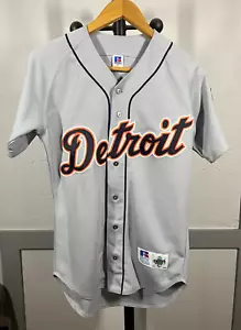 Vintage Russell Detroit Tigers 2000 Patch Script Gray Jersey Size 40 - Picture 1 of 9