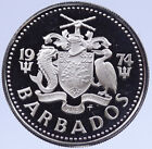 1974 BARBADOS Proof 25 Cents UK Windmill Silo Industry Old VINTAGE Coin i119412