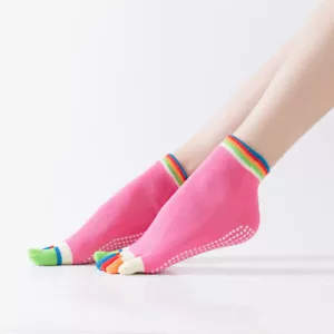 Women Cotton Colorful Yoga Non-slip Massage Five Toe Socks - Picture 1 of 15