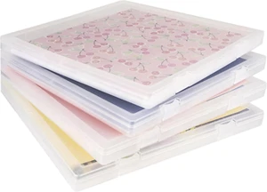 Scrapbook Paper Storage 4 Pack Stackable Plastic File Storage Box Set Organizer - Picture 1 of 1