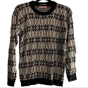 Suéter cuello redondo mediano negro blanco claro estampado en isla Jamenits para mujer - Imagen 1 de 6