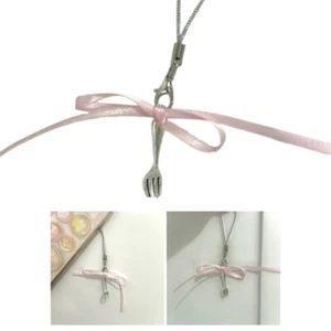 Ribbon Bowknot Phone Strap Fork Pendant Phone Chain Detachable Bow Phone Lanyard - Zdjęcie 1 z 9