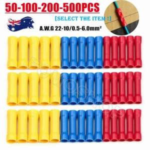 200/100pcs Insulated Straight Butt Connectors Electrical Wiring Crimp Terminals - Picture 1 of 26