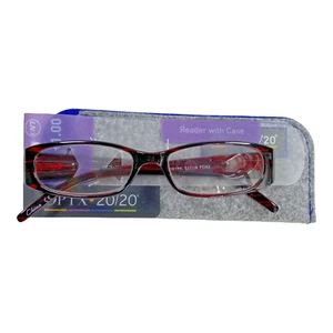 Anteojos para mujer +1.00 lector forma estrecha rojo oscuro con estuche blando de OPTX - Imagen 1 de 8