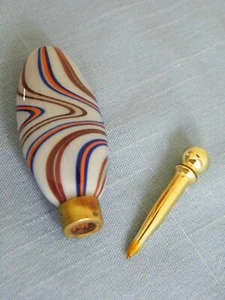 Vintage Lay Down Swirled Glass Parfum Flakon Glas Dauber - Bild 1 von 7