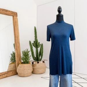 Top túnica azul con abertura lateral acanalada cuello falso manga corta BORDEAUX para mujer S - Imagen 1 de 11