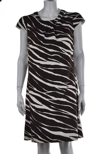 Abito Kate Spade taglia 4 marrone stampa animalier tubino cappuccio manica lunghezza ginocchio