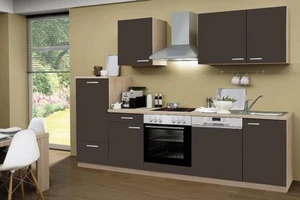 Küchenblock ohne Elektrogeräte Classic 280 cm in lava matt mit Spüle - Bild 1 von 3