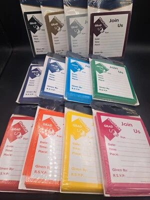 Fill-In Graduation Invitations Grad Party NIP 25ct With Envelopes Choose Color - Image 1 of 4