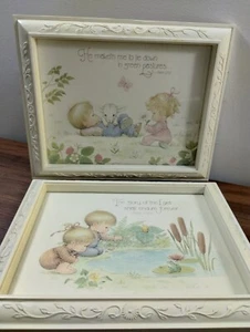 Vintage Homco incorniciato bambini Bibbia versi decorazione parete 12 1/2 x 10 1/2 - Foto 1 di 6