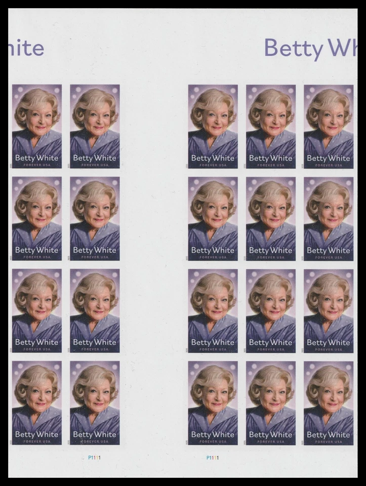 US 5976a Betty White imperf NDC vert gutter block 20 A MNH 2025 - Image 1 of 1