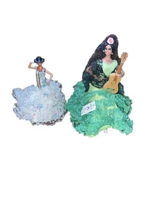 Vintage Marin Chiclana spanische Flamenco Tänzerin Puppe 7" grünes Kleid mit Gitarre - Bild 1 von 6
