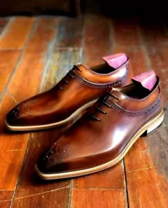 Handcrafted Leather Formal Shoes Oxford Shoe Wholecut Shoe For Men Lace up Shoe - Picture 1 of 7
