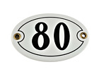 Emaille Hausnummer Oval 1- 99 Emailschild Weiß Schwarz Hausnummer Türschild