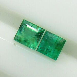 0.57 CT - NATURAL EMERALD GOOD LUSTER GREEN SQUARE PAIR ZAMBIAN - A4806