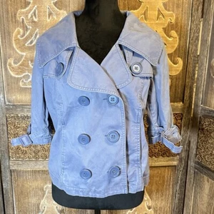 Red Camel Light Blue Women’s Jacket XL Double Breasted Crop Trench C12 - Picture 1 of 9