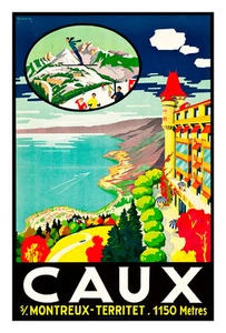 Caux-Switzerland Travel Poster 1921 A1 High Quality Art Print - Picture 1 of 1